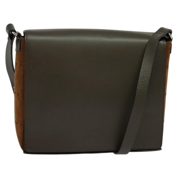 BURBERRY Shoulder Bag Leather Brown Silver Auth BA2042 - Picture 1 of 16
